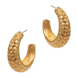 Textured Metal Hoop Earrings - Madeline Love - Flyclothing LLC