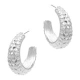 Textured Metal Hoop Earrings - Madeline Love - Flyclothing LLC