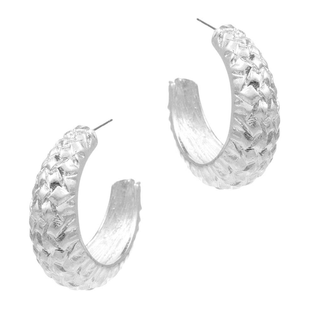 Textured Metal Hoop Earrings - Madeline Love - Flyclothing LLC