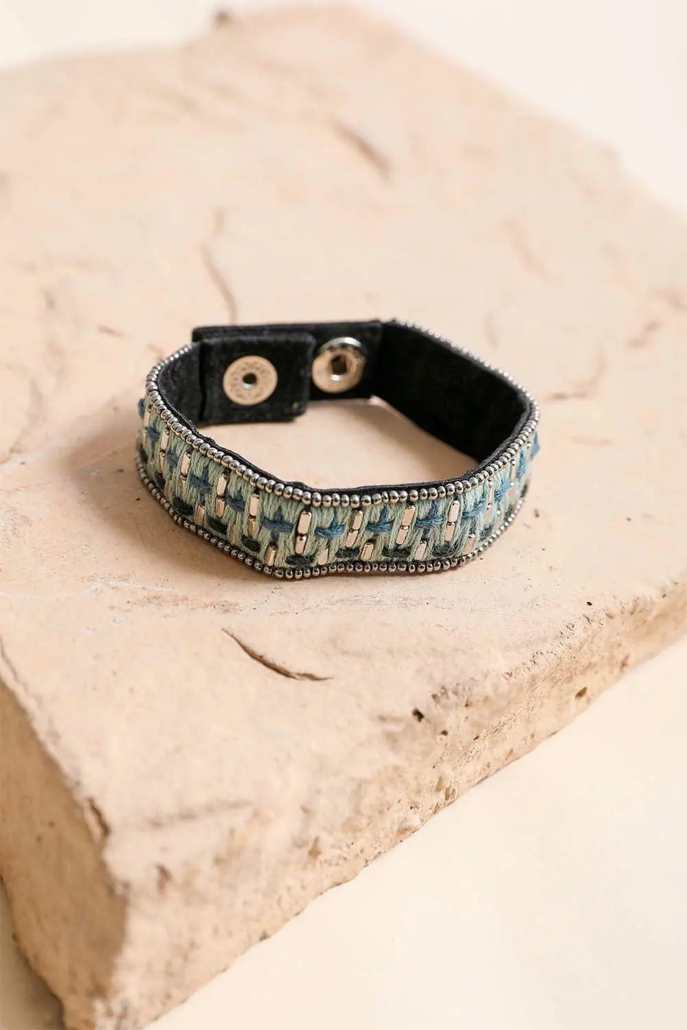 Woven Velvet Snap Bracelet - Boho Clothing and Accessories - Flyclothing LLC