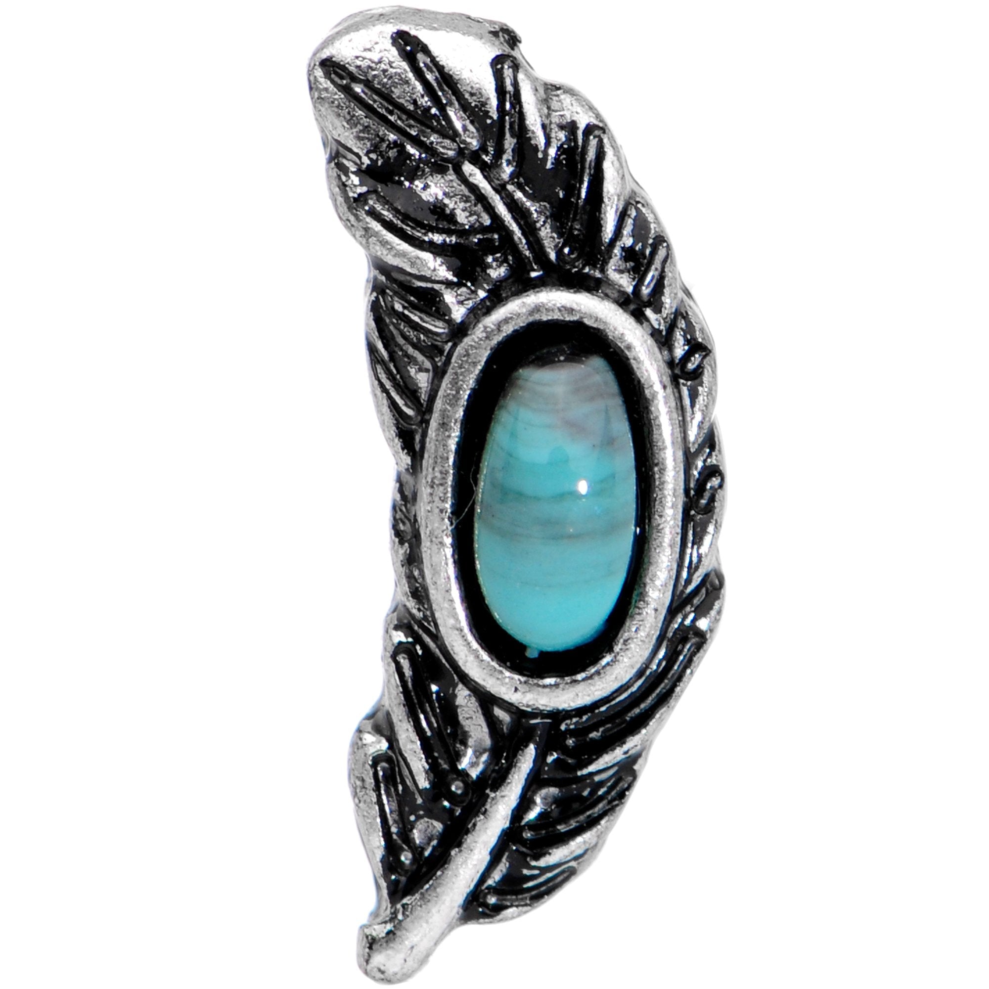 1/4 Blue Faux Turquoise Southwestern Feather Cartilage Tragus Earring - BodyCandy - Flyclothing LLC