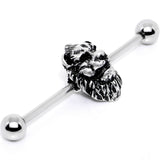 14G Fearsome Roaring Lion Charm Industrial Barbell 38mm - BodyCandy - Flyclothing LLC