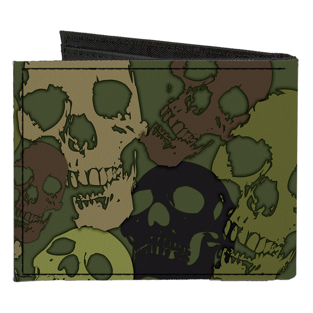 Canvas Bi-Fold Wallet - Camo Olive Skull Yard