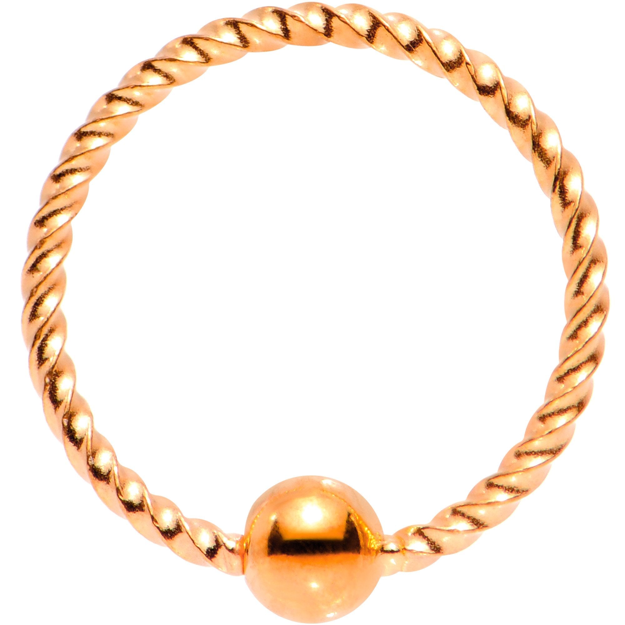 20G 5/16 Rose Gold Tone Anodized So Twisted Captive Style Seamless Ring - BodyCandy - Flyclothing LLC