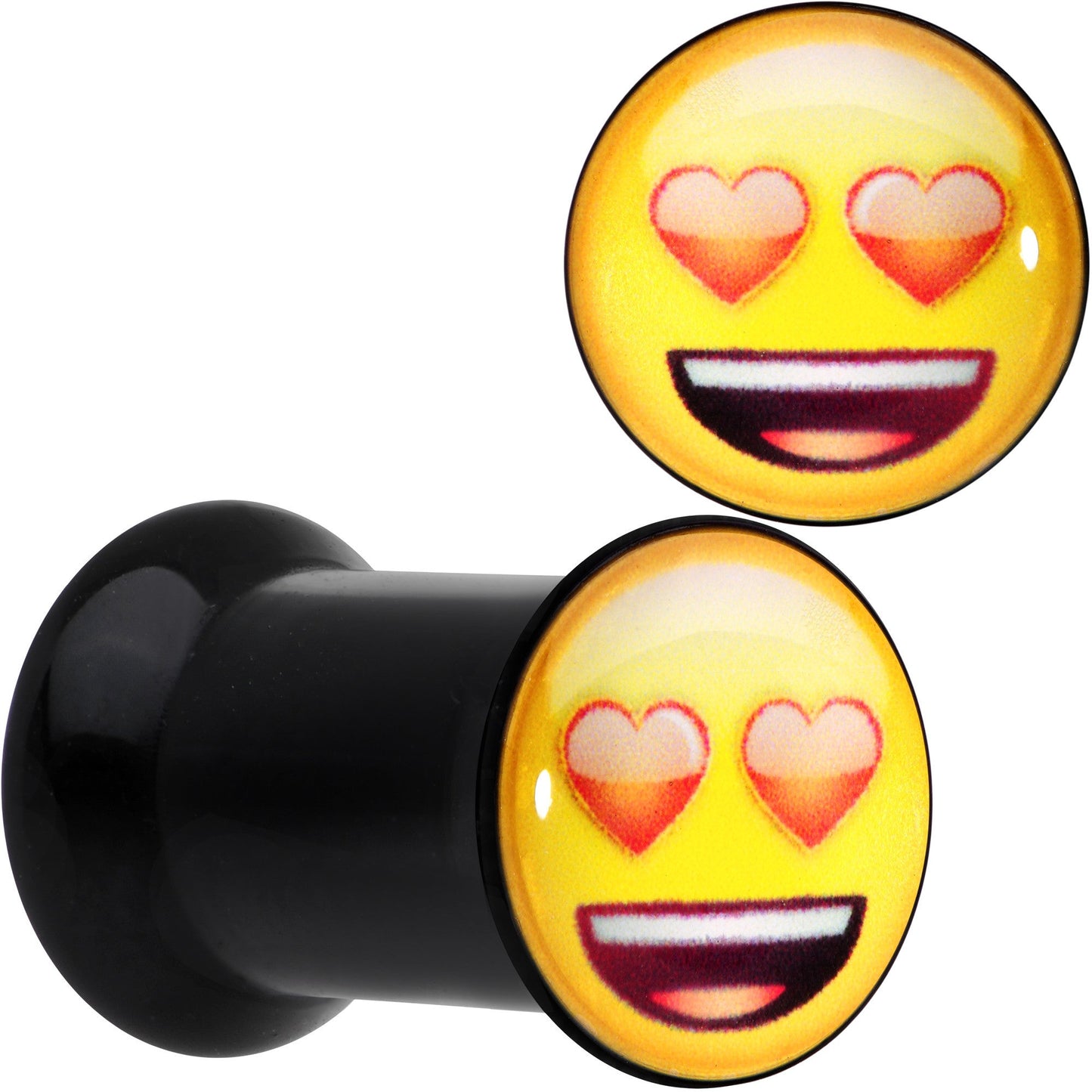 2G Licensed Heart Eyes emoji Acrylic Double Flare Plug Set - BodyCandy - Flyclothing LLC