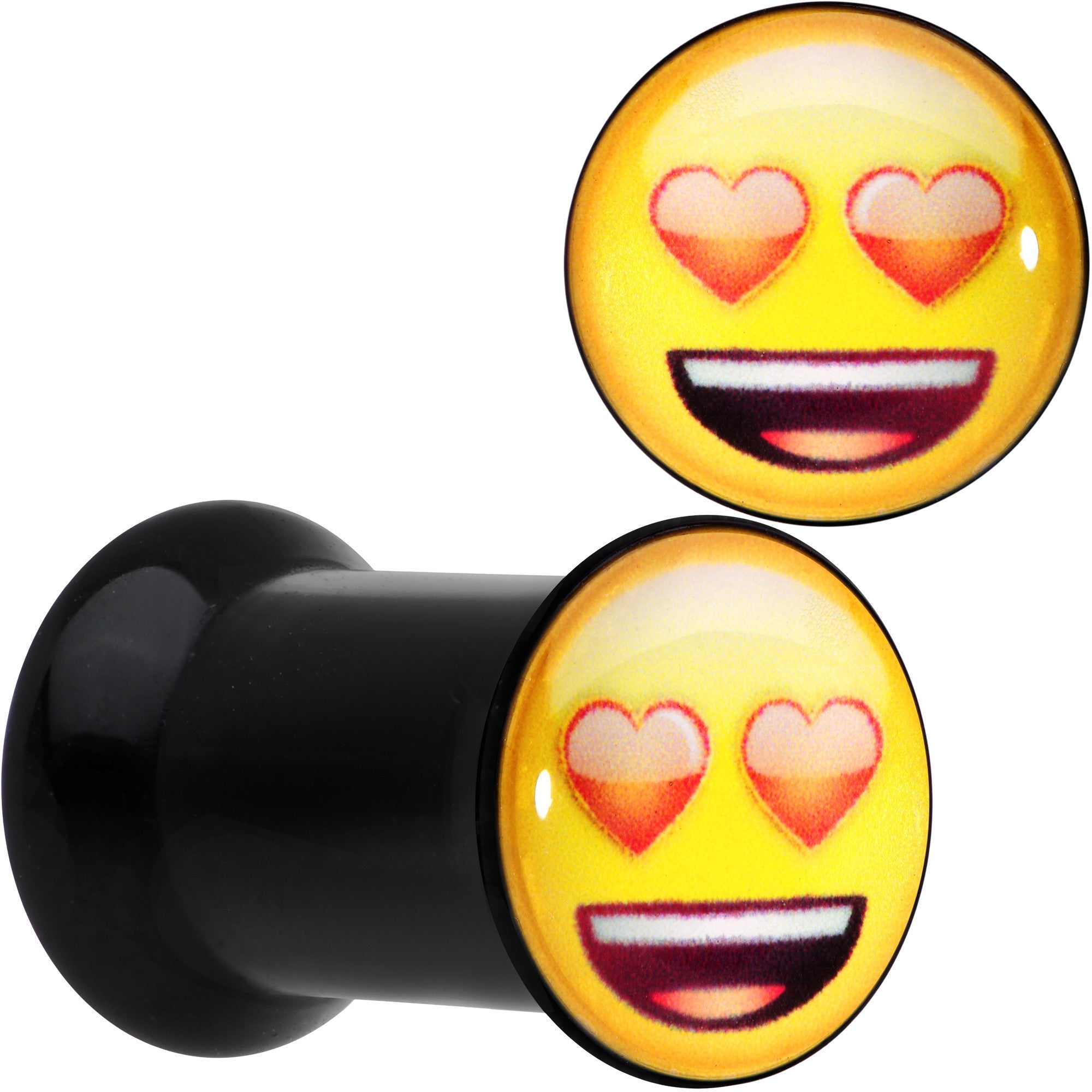 2G Licensed Heart Eyes emoji Acrylic Double Flare Plug Set - BodyCandy - Flyclothing LLC
