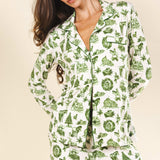The Xmas In Texas | Western Toile SleepDeep™ Women’s Long Sleeve Pajama Set - Shinesty - Flyclothing LLC