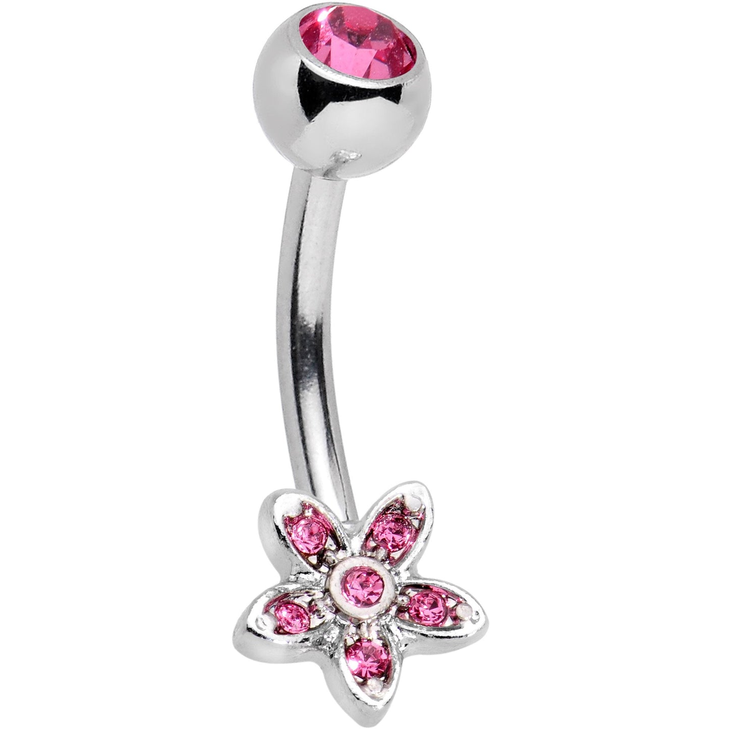 Pink Gem Field of Flowers Dangle Belly Ring - BodyCandy - Flyclothing LLC