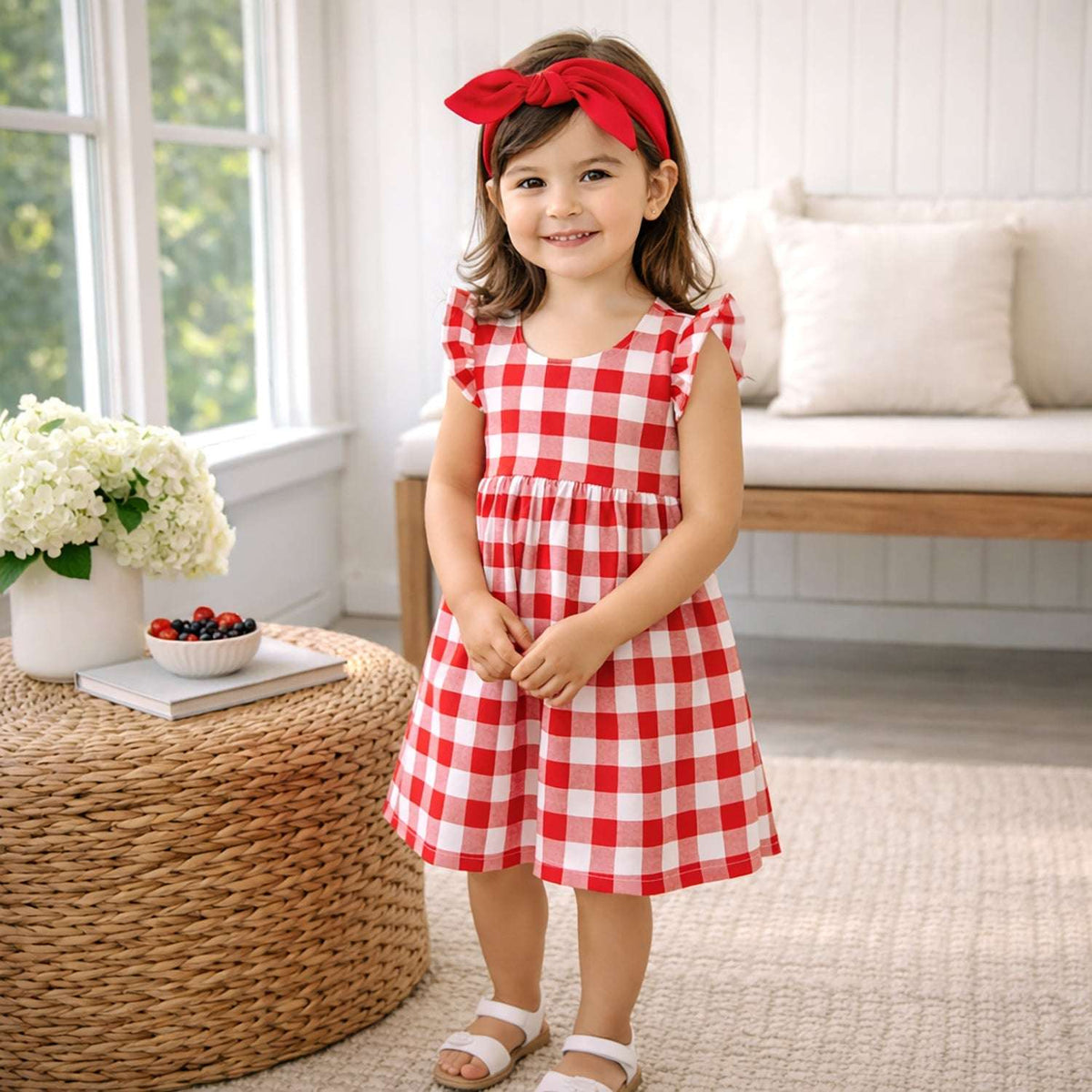 Picnic Plaid Soft Bamboo Summer Dress for Girls - Tesa Babe - Flyclothing LLC