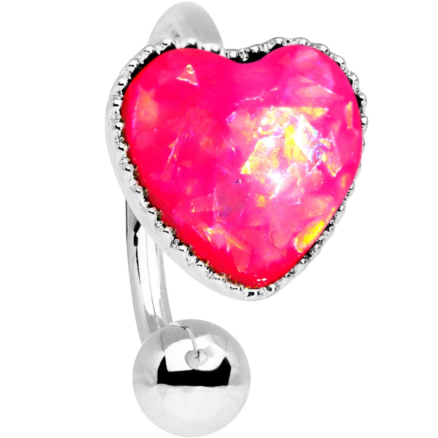 Pink Faux Opal Sacred Heart Non Pierced Ear Cuff - BodyCandy - Flyclothing LLC