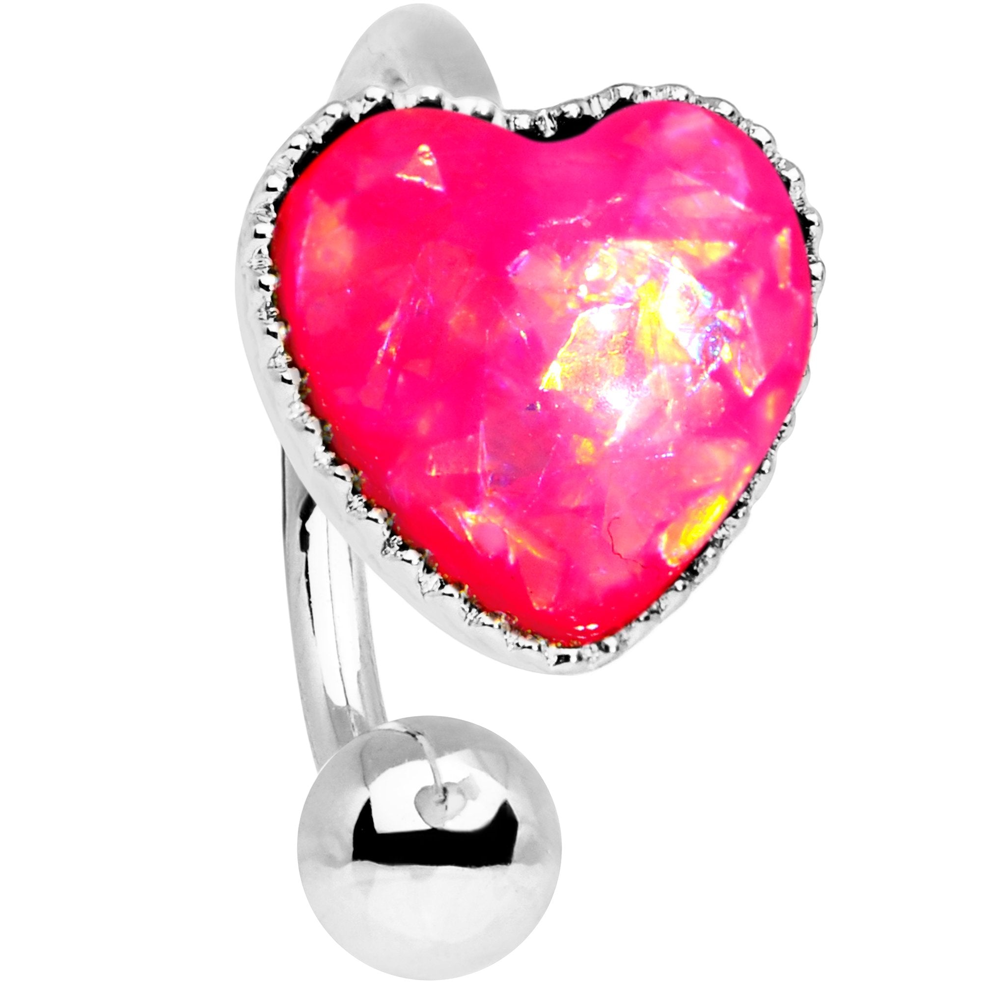 Pink Faux Opal Sacred Heart Non Pierced Ear Cuff - BodyCandy - Flyclothing LLC