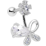 Clear CZ Gem Glamour Bow Right Cartilage Tragus Earring - BodyCandy - Flyclothing LLC