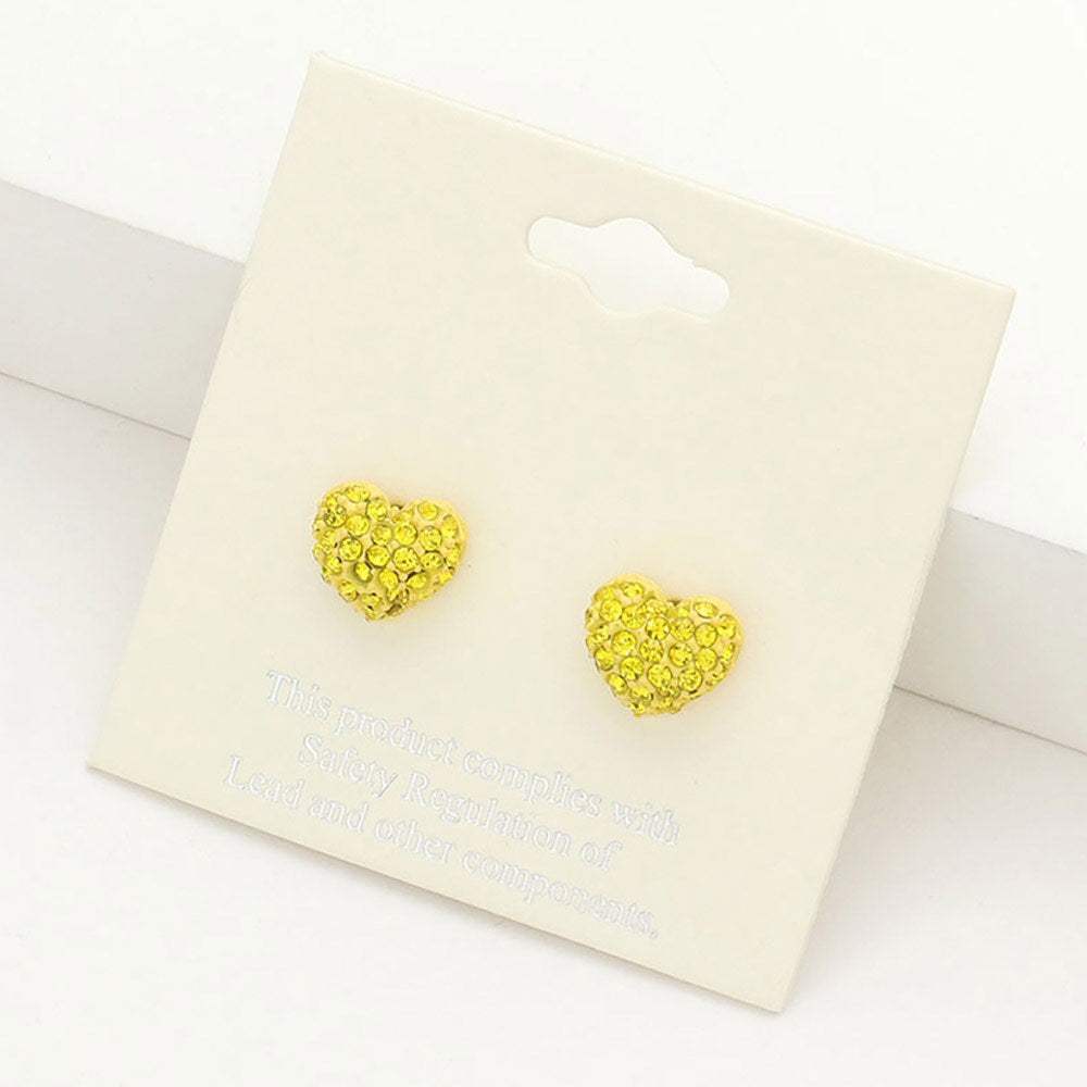 Crystal Pave Heart Stud Earrings - Madeline Love - Flyclothing LLC