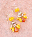 Yellow Carnelian Jade Golden Drop Earrings - Barse Jewelry
