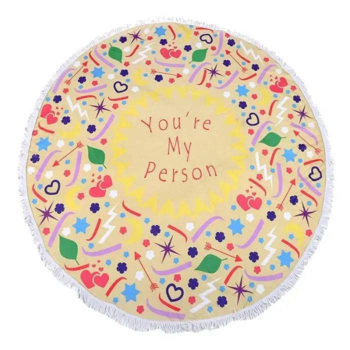 "You're my Person" Heart Round Beach Terry Towel / Blanket - Madeline Love - Flyclothing LLC