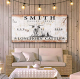 Longhorn Rustic Cattle Sign - Tailored Canvases - Flyclothing LLC