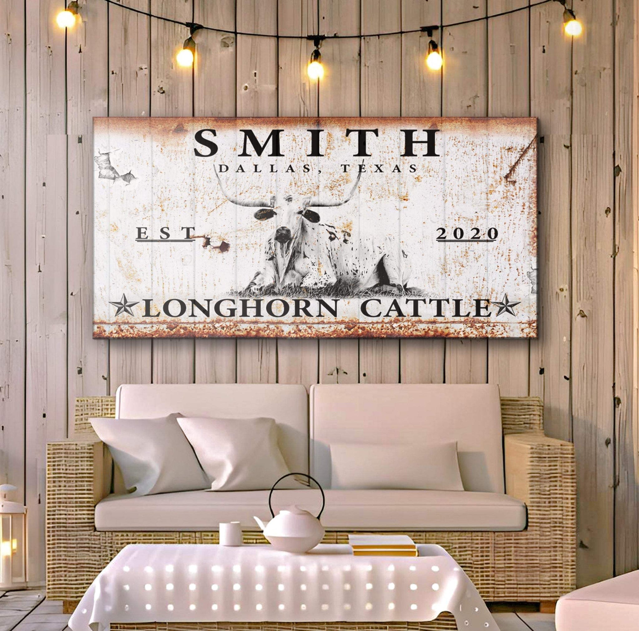 Longhorn Rustic Cattle Sign - Tailored Canvases - Flyclothing LLC