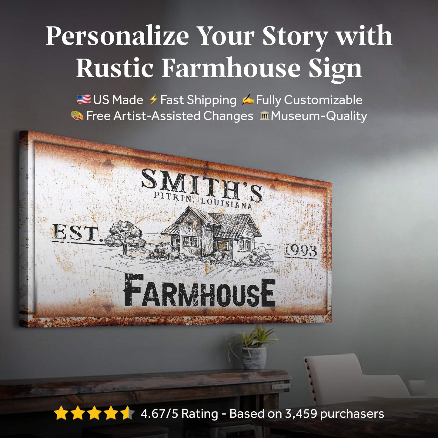 Rustic Farmhouse Personalized Sign II - Tailored Canvases - Flyclothing LLC