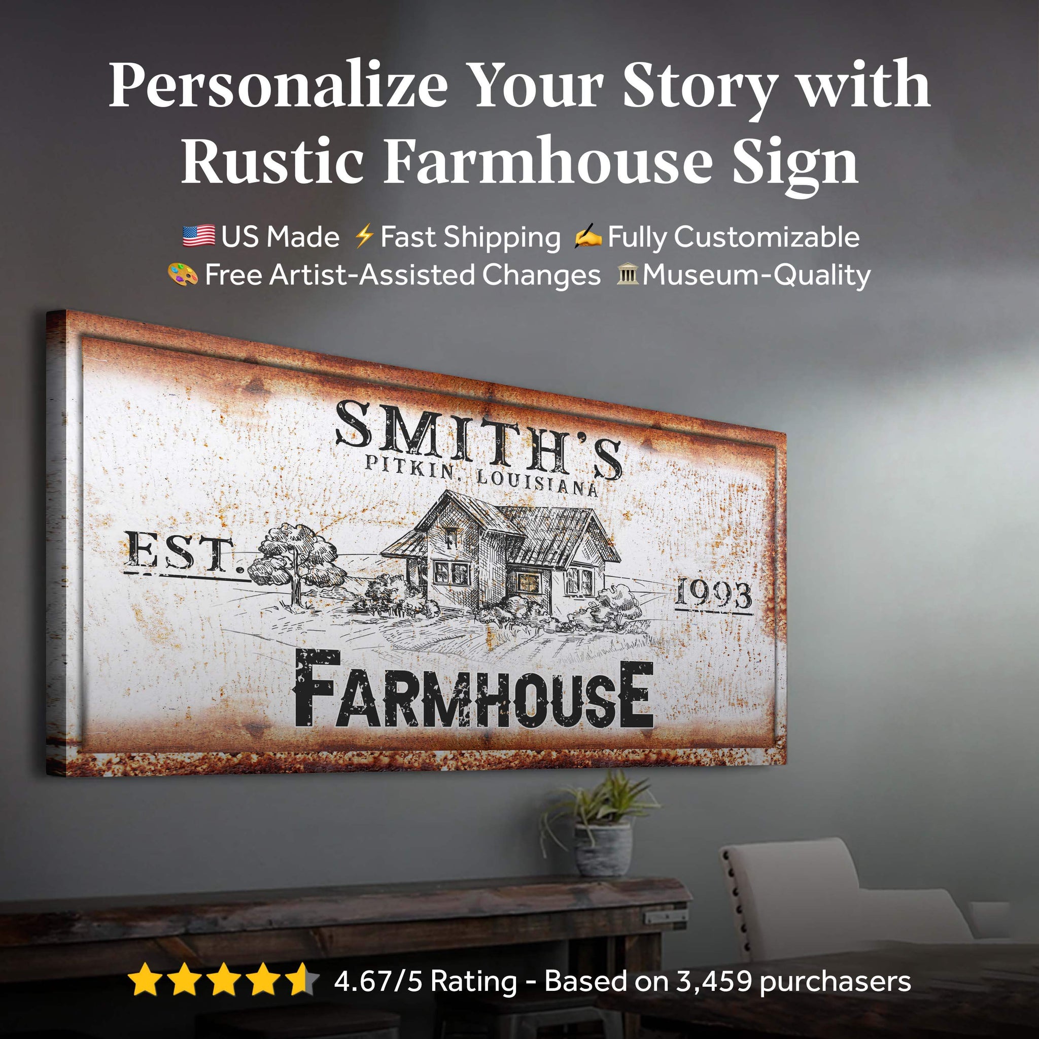 Rustic Farmhouse Personalized Sign II - Tailored Canvases - Flyclothing LLC