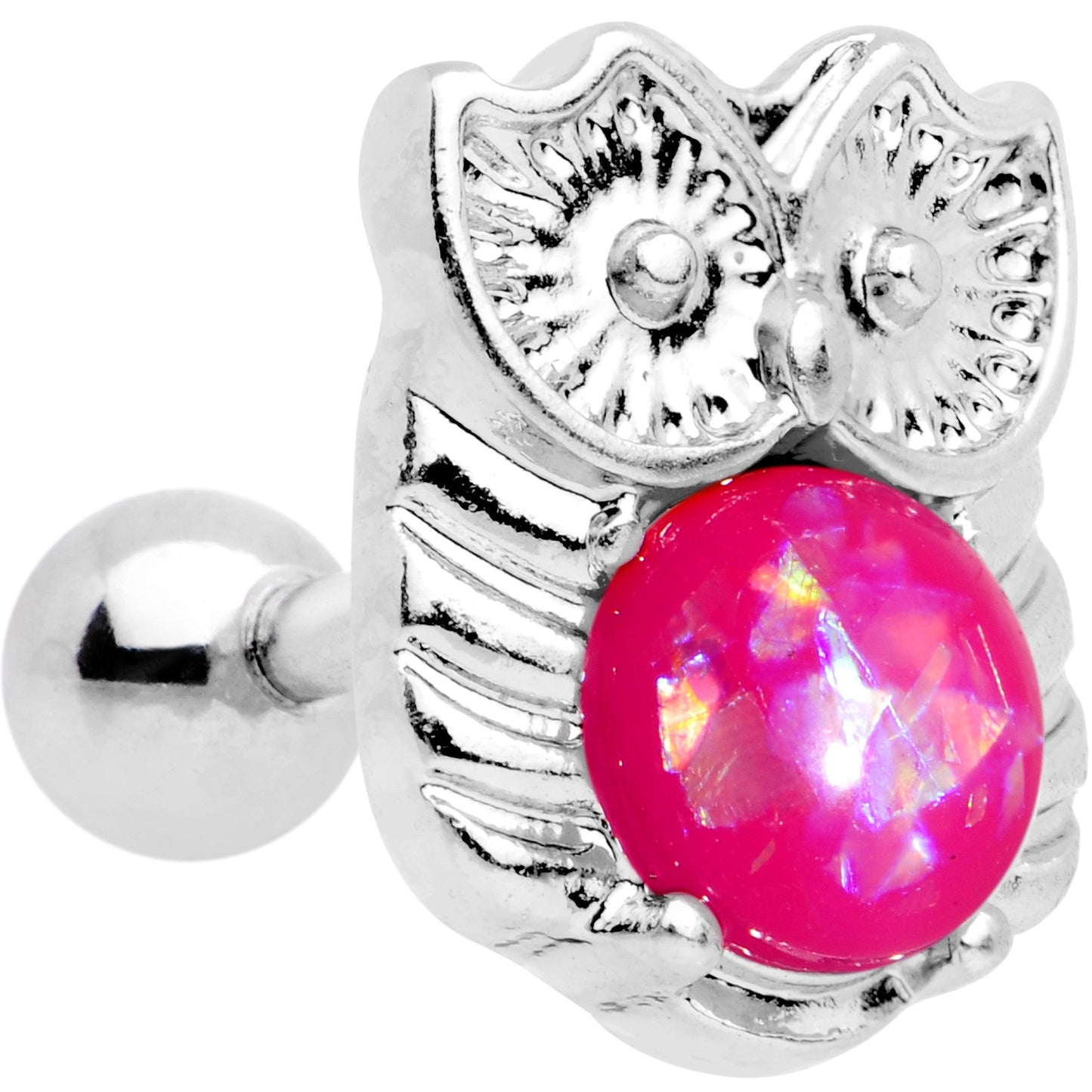 16G 1/4 Pink Faux Opal Guardian Owl Cartilage Tragus Earring - BodyCandy - Flyclothing LLC