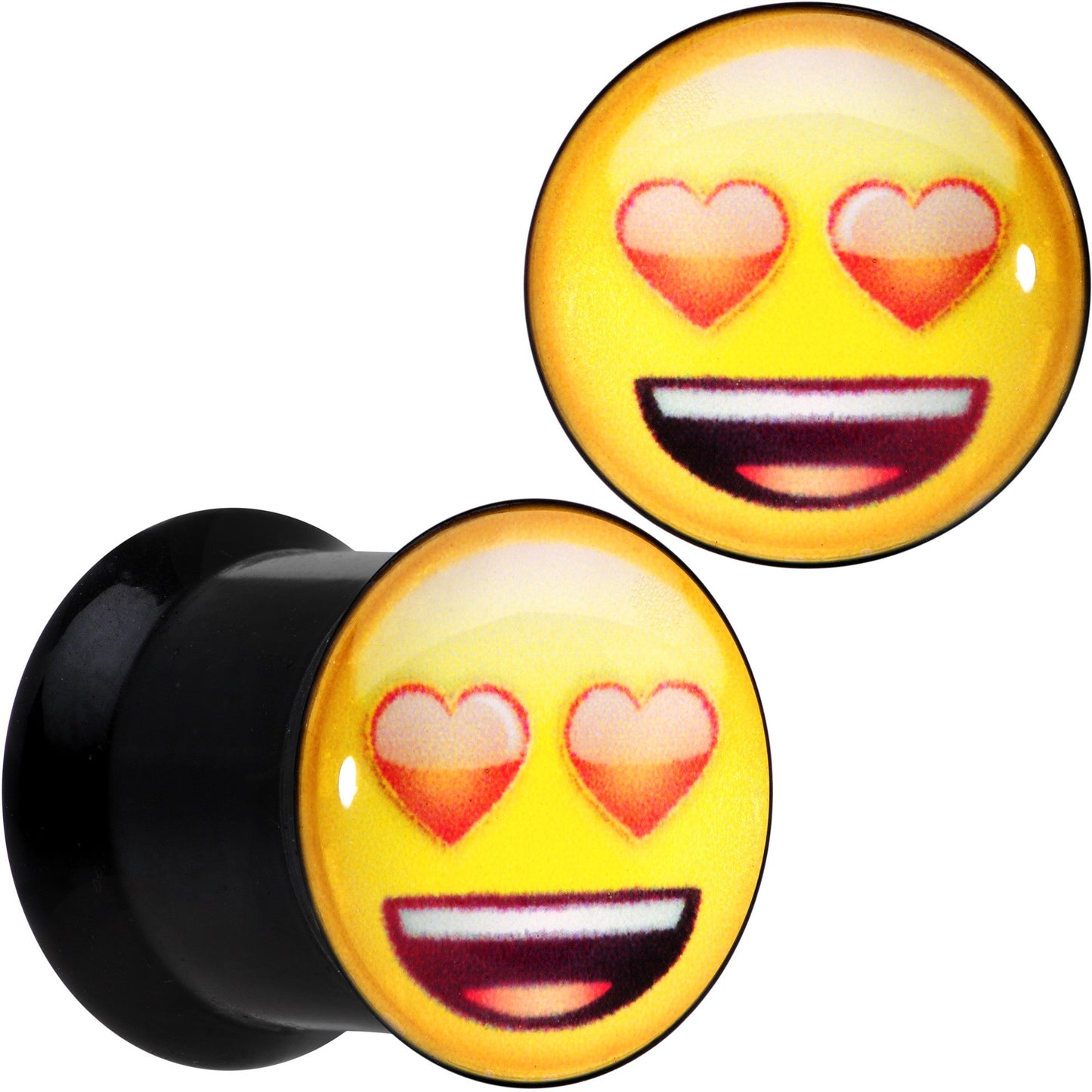 00G Licensed Heart Eyes emoji Acrylic Double Flare Plug Set - BodyCandy - Flyclothing LLC