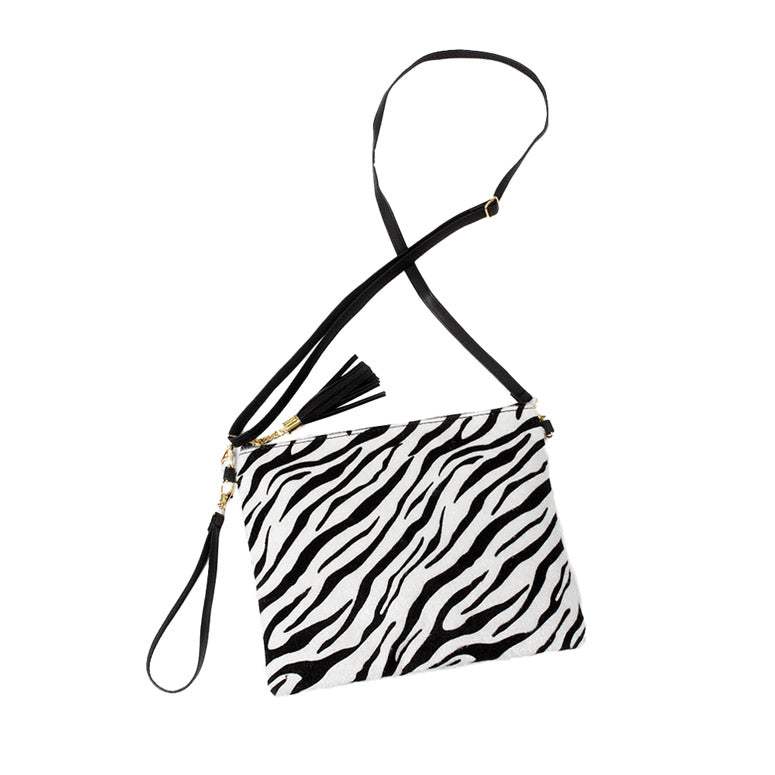 Zebra Hair Crossbody Bag Zebra Clutch Wristlet Bag - Madeline Love - Flyclothing LLC