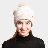 Zebra Lined Pom-Pom Beanie - Madeline Love - Flyclothing LLC