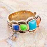 Zion Blue Turquoise Colorful Golden Ring - Barse Jewelry - Flyclothing LLC