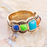 Zion Blue Turquoise Colorful Golden Ring - Barse Jewelry - Flyclothing LLC