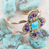 Zion Blue Turquoise Multi-Stone Golden Cuff Bracelet - Barse Jewelry - Flyclothing LLC