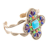 Zion Blue Turquoise Multi-Stone Golden Cuff Bracelet