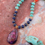 Zion Multi-Color Purple Pendant Necklace - Barse Jewelry