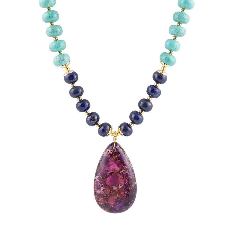 Zion Multi-Color Purple Pendant Necklace - Barse Jewelry