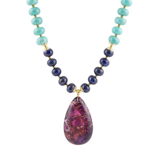 Zion Multi-Color Purple Pendant Necklace - Barse Jewelry - Flyclothing LLC