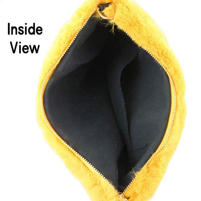 Zipper Closure Solid Faux Fur Crossbody Bag - Madeline Love - Flyclothing LLC
