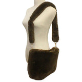 Zipper Closure Solid Faux Fur Crossbody Bag - Madeline Love - Flyclothing LLC