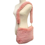 Zipper Closure Solid Faux Fur Crossbody Bag - Madeline Love - Flyclothing LLC