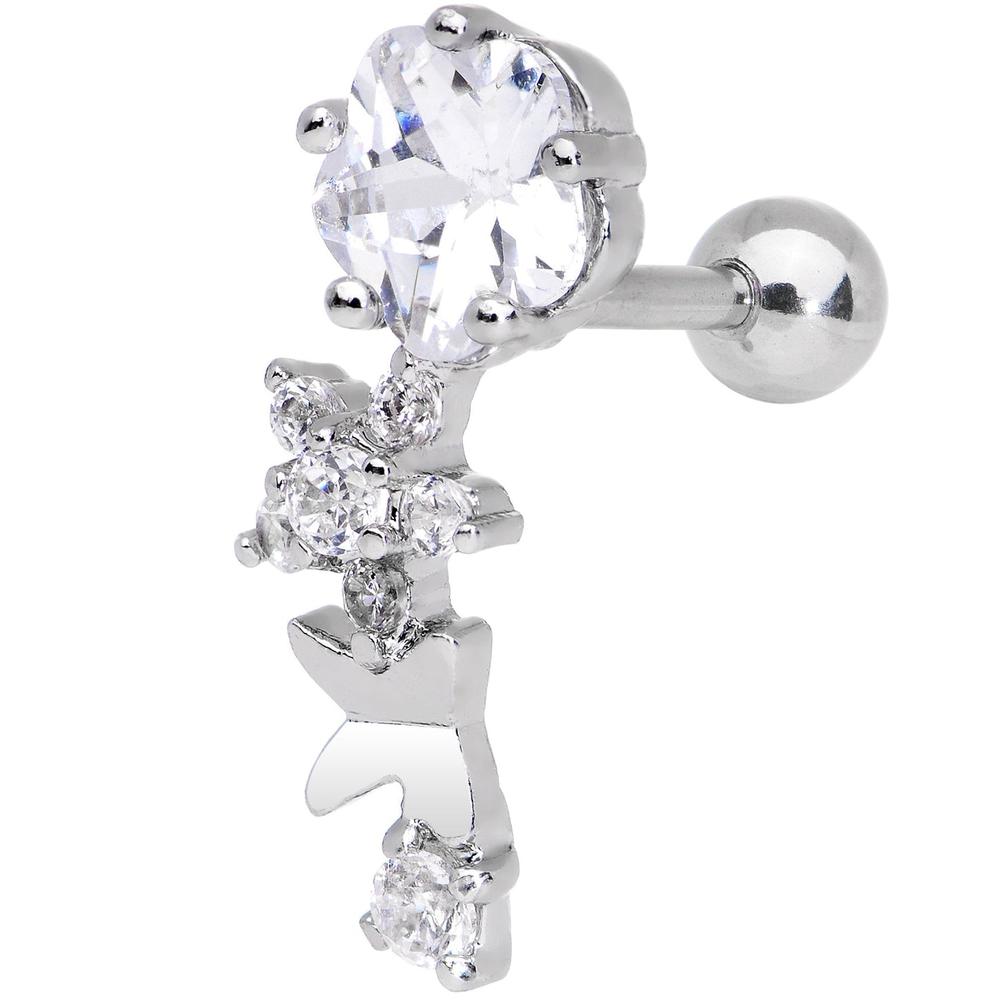1/4 Clear Gem Cascade Right Cartilage Earring - BodyCandy - Flyclothing LLC