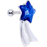 16G 1/4 Blue Gem Star Comet Tragus Cartilage Earring - BodyCandy - Flyclothing LLC