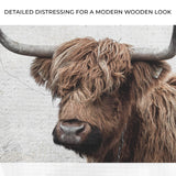 Natural Rustic Highland Cow Canvas Wall Art - Tailored Canvases - Flyclothing LLC