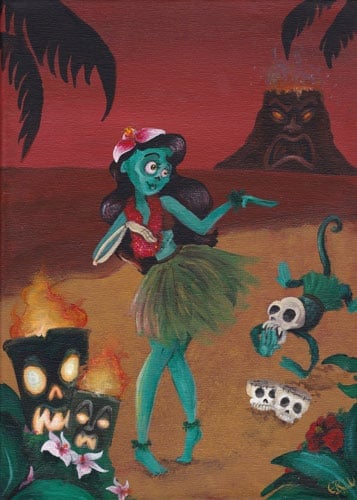 Black Market Art Company Zombie Tiki Print