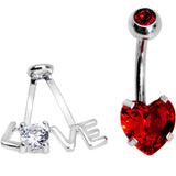 Clear Red CZ Gem Love is in the Air Dangle Belly Ring - BodyCandy - Flyclothing LLC