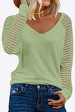 V-Neck Long Raglan Sleeve Top - Trendsi - Flyclothing LLC