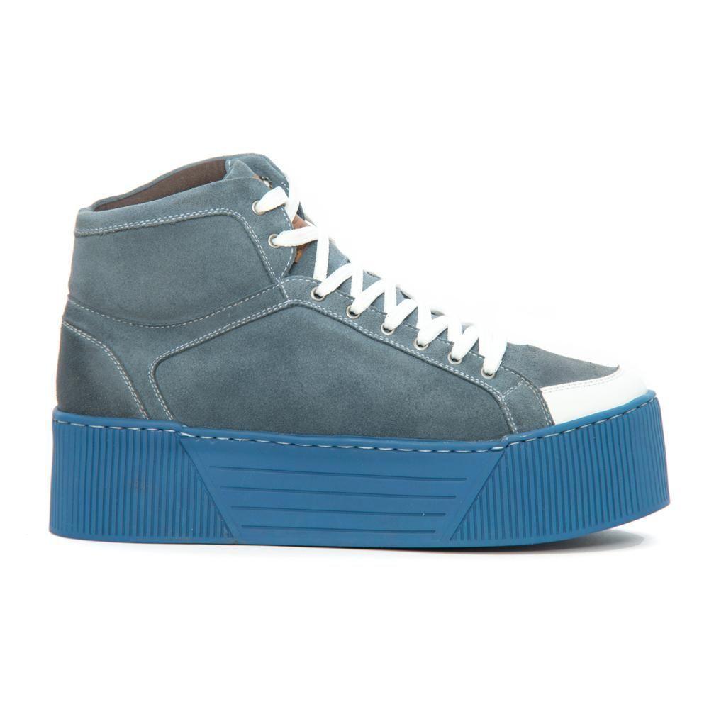 Sandro Moscoloni Aon Leather Platform Sneakers Blue - Flyclothing LLC