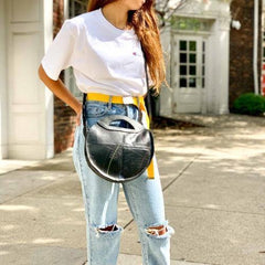 Recycled Rubber Round Shoulder Bag - Beaurer Creations