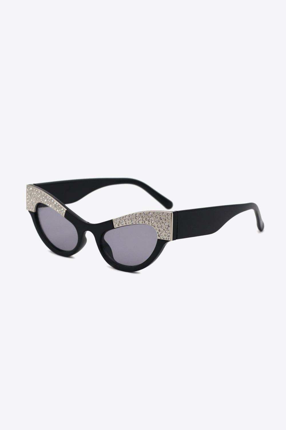 UV400 Rhinestone Trim Cat-Eye Sunglasses - Trendsi - Flyclothing LLC