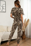Surplice Neck Tied Short Sleeve Jumpsuit - Trendsi - Flyclothing LLC