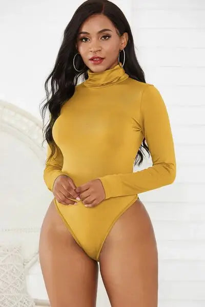 Turtleneck Long Sleeve Bodysuit - Trendsi - Flyclothing LLC
