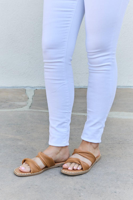 Qupid Summertime Fine Double Strap Twist Sandals - Trendsi