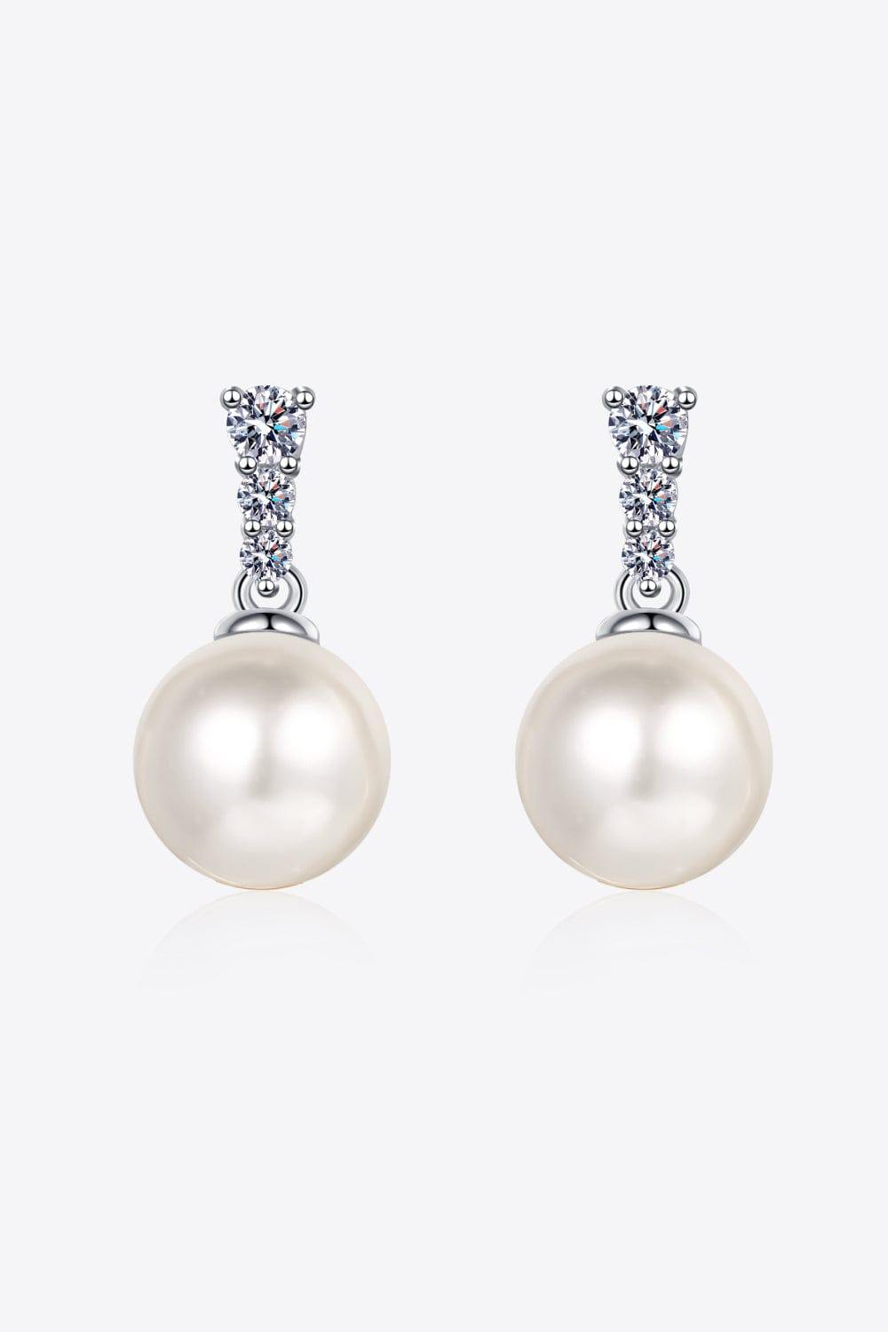 Moissanite Pearl Drop Earrings - Trendsi